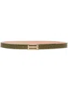 Victoria Beckham Frame Crocodile-embossed Leather Belt In Green