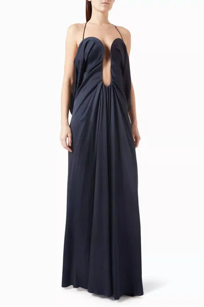 Victoria Beckham Frame Detail Cami Dress In Navy In Black