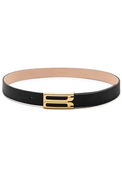 Victoria Beckham Frame Grained Leather Belt In Black
