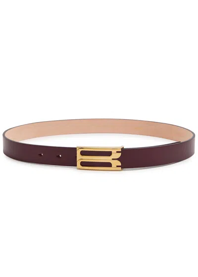 Victoria Beckham Frame Grained Leather Belt In Brown