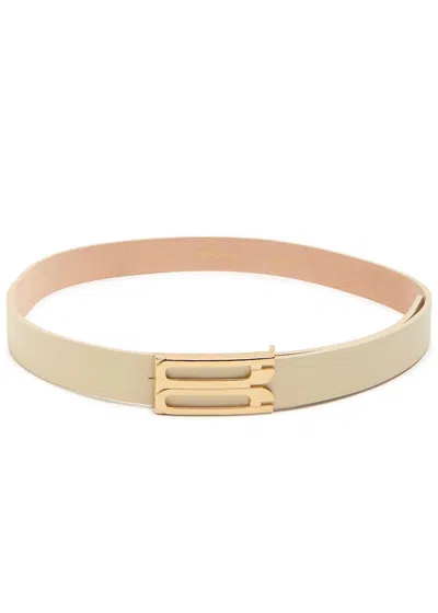 Victoria Beckham Frame Grained Leather Belt In Neutral
