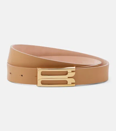 Victoria Beckham Frame Leather Belt In Beige