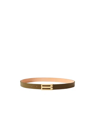 Victoria Beckham Frame Leather Belt In Gray
