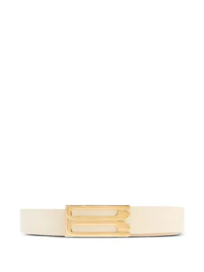 Victoria Beckham Frame Regular Leather Belt In Transparent