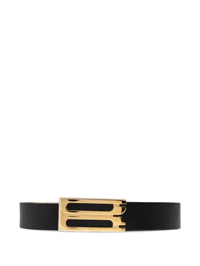 Victoria Beckham Frame Regular Leather Belt In Black