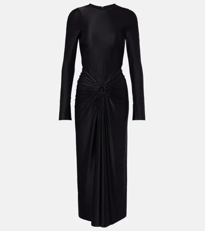 Victoria Beckham Frances Gathered Jersey Midi Dress In Black