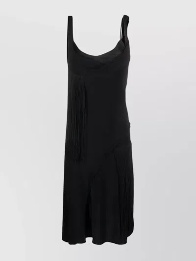 Victoria Beckham Asymmetric Gathered Midi Dress In Black