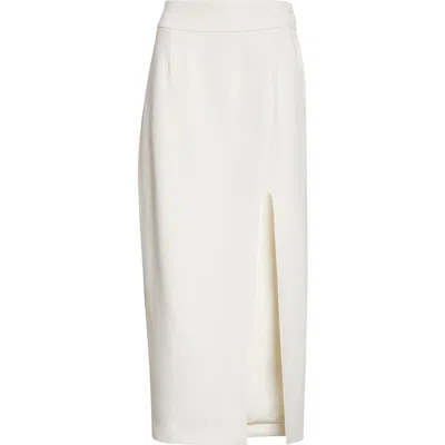 Victoria Beckham Front Slit Midi Skirt In White
