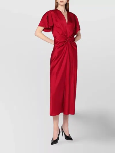 Victoria Beckham Fuchsia Midi Dress Waist Detail In Red