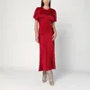 Victoria Beckham Fuchsia Pink Midi Dress With Gathered Waist