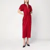 Victoria Beckham V-neck Fitted Waistline Dress With Concealed Zip In Red