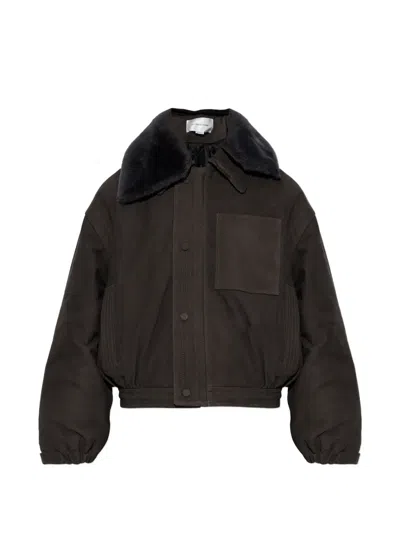 Victoria Beckham Fur-collar Pocket Jacket In Brown