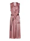 Victoria Beckham Midi Dress Featuring Belt And Cut-out In Nude & Neutrals