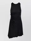 Victoria Beckham Womens Black Slash-neck Ruched Woven-midi Dress