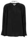 Victoria Beckham Gather Detail Tie Blouse With Gathered Shoulders In Black