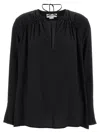 Victoria Beckham Gather Detail Tie Blouse With Gathered Shoulders In Black