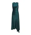 Victoria Beckham Womens Dark Teal Twist Asymmetric-hem Woven Midi Dress In Green
