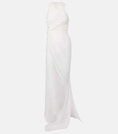 Victoria Beckham Gathered Cotton-blend Maxi Dress In White