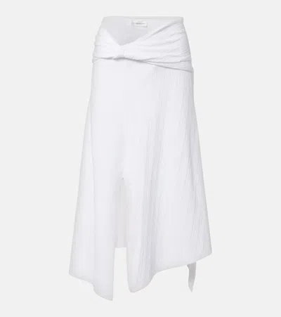 Victoria Beckham Gathered Cotton-blend Midi Skirt In Multi