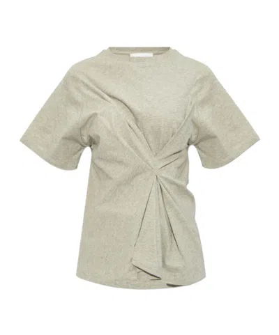 Victoria Beckham Gathered Cotton T-shirt In Nude