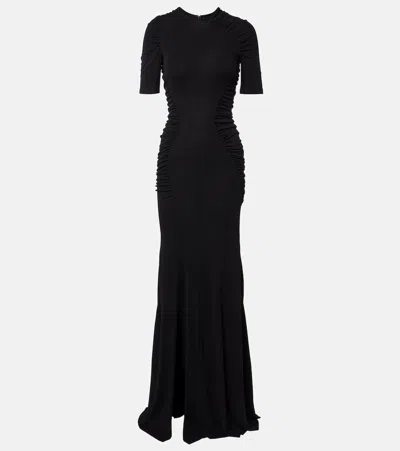Victoria Beckham Gathered Crêpe Jersey Gown In Black