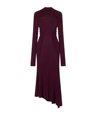 Victoria Beckham Gathered Crepe Maxi Dress In Burgundy