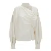 Victoria Beckham Drapierte Bluse Mit Spitzendetail In Beige