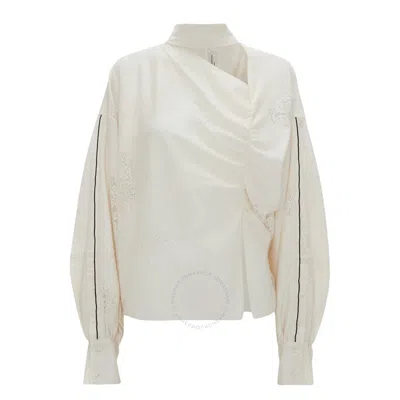 Victoria Beckham Drapierte Bluse Mit Spitzendetail In Beige