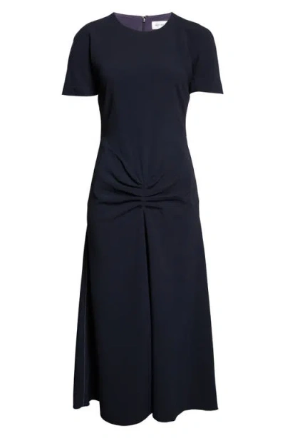 Victoria Beckham Gathered Detail Jersey Midi Dress In Black