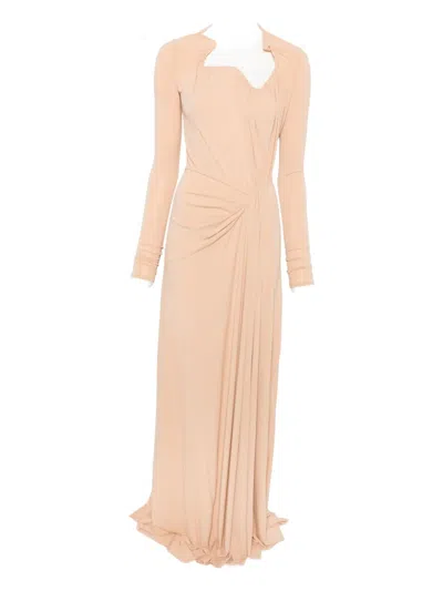 Victoria Beckham Gathered-detail Maxi Dress In Neutral
