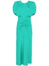 Victoria Beckham Gathered Waist Midi Dress In Green