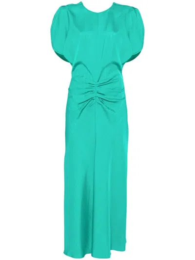 VICTORIA BECKHAM GATHERED-DETAIL MIDI DRESS