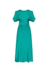 Victoria Beckham Gathered Waist Midi Dress In Green