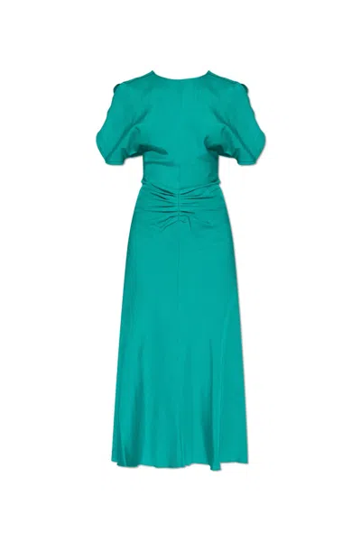 VICTORIA BECKHAM GATHERED-DETAIL MIDI DRESS