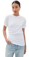 Victoria Beckham Asymmetrical White Cotton T-shirt  In Gray