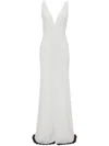 VICTORIA BECKHAM GATHERED-DETAIL V-NECK GOWN