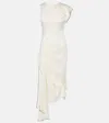 Victoria Beckham Gathered Draped Satin Midi Dress In White