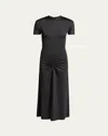 Victoria Beckham Womens Gathered Short-sleeve Stretch-woven Midi Dress Black In Black
