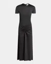 Victoria Beckham Womens Gathered Short-sleeve Stretch-woven Midi Dress Black In Black