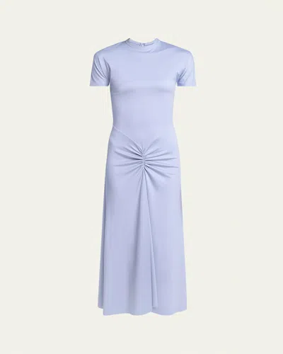 Victoria Beckham Gathered Drop-waist Midi T-shirt Dress In Blue