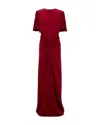 Victoria Beckham Womens Gathered Draped-sleeve Satin Maxi Dress Rose In Red
