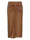Victoria Beckham Gathered Wool And Cashmere Midi Skirt In Brown