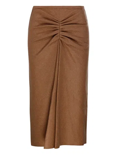 Victoria Beckham Wool And Cashmere Midi Skirt In Animal Print