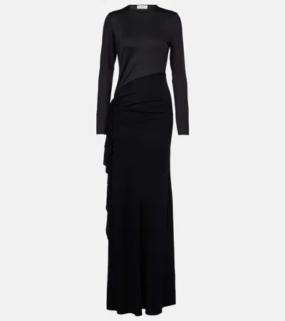 Victoria Beckham Gathered Jersey Gown In Black