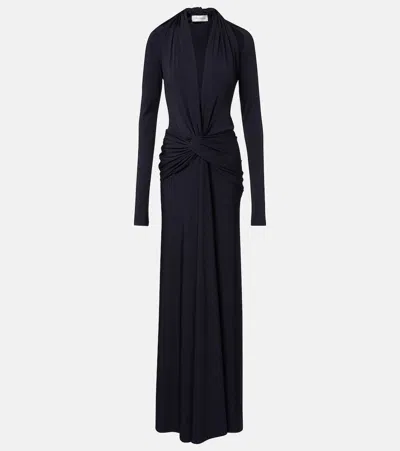 Victoria Beckham Gathered Jersey Gown In Black
