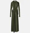 Victoria Beckham Gathered Jersey Gown In Green