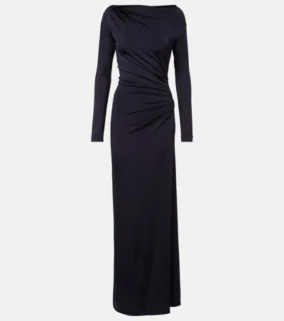 Victoria Beckham Gathered Jersey Maxi Dress In Black
