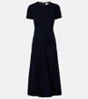Victoria Beckham Gathered Jersey Midi Dress In Blue