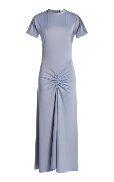 Victoria Beckham Gathered Jersey Midi Dress In Light Blue