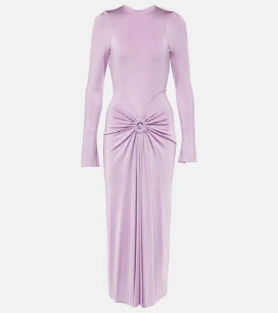 Victoria Beckham Gathered Jersey Midi Dress In Purple